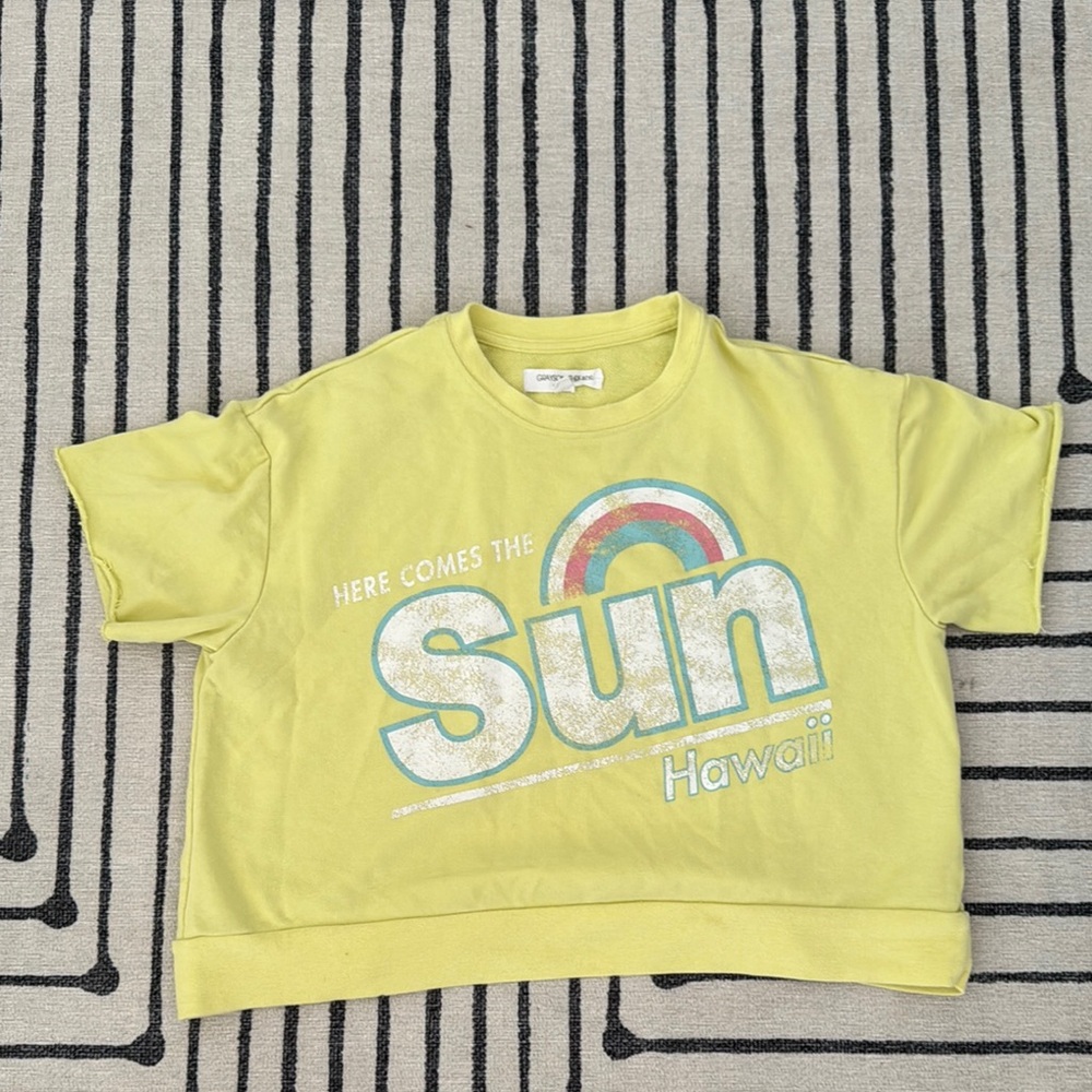 Grayson Threads Yellow Short Sleeve Tee with Rainbow Design